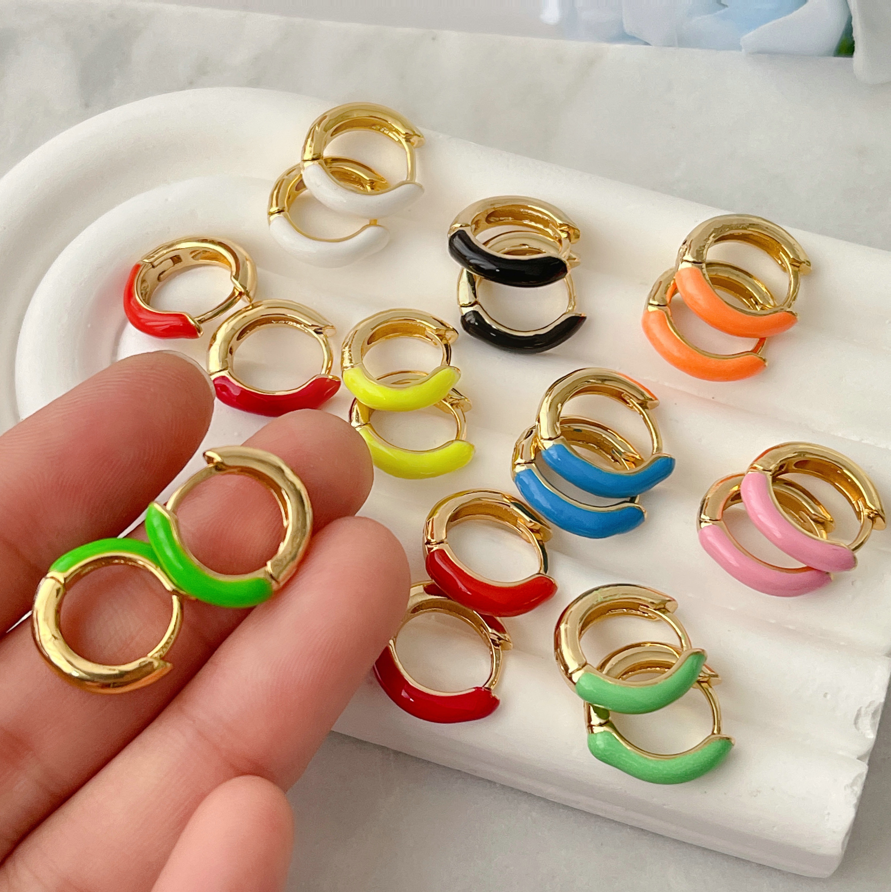 Simple Enamel Hoop Earrings