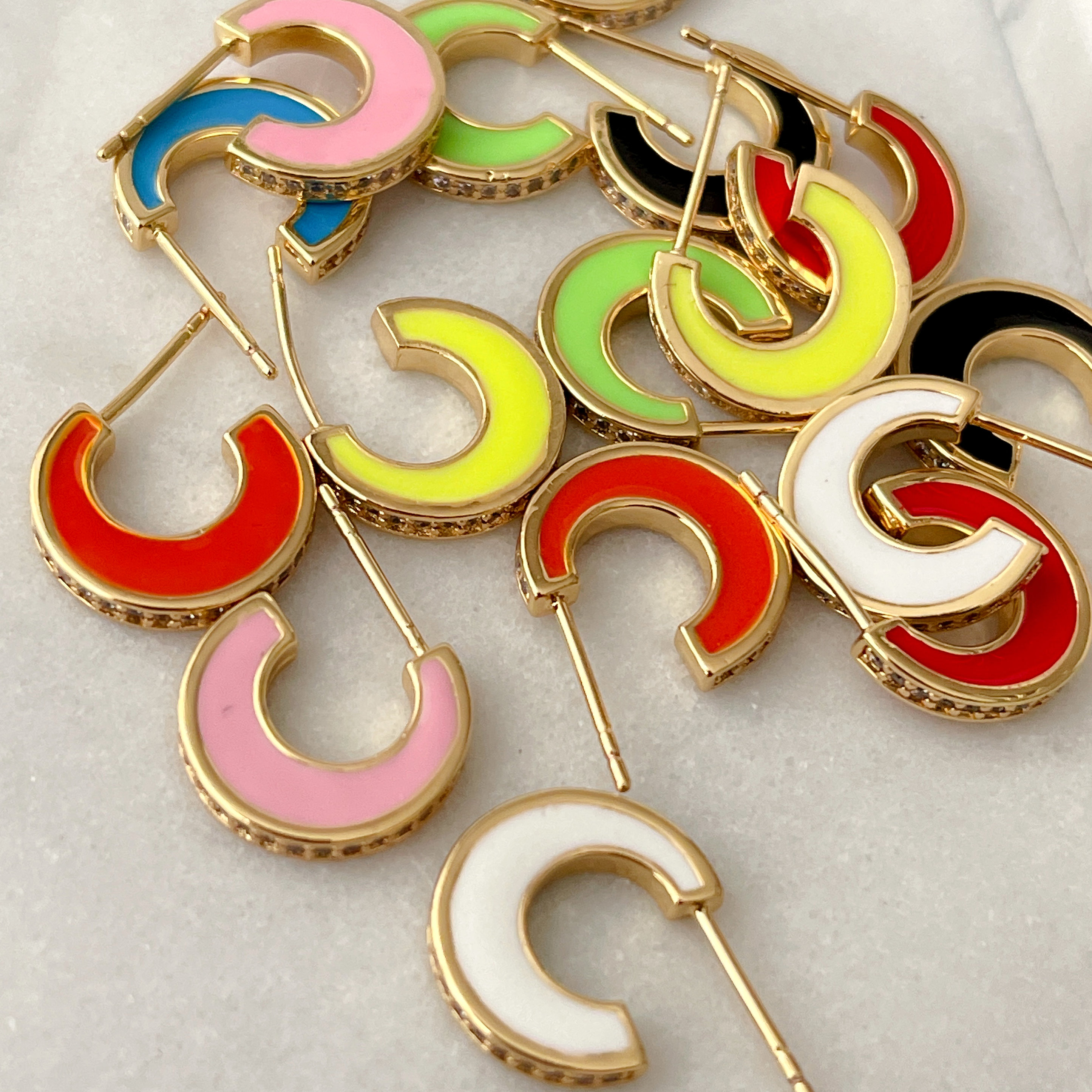 Moon Enamel Earrings