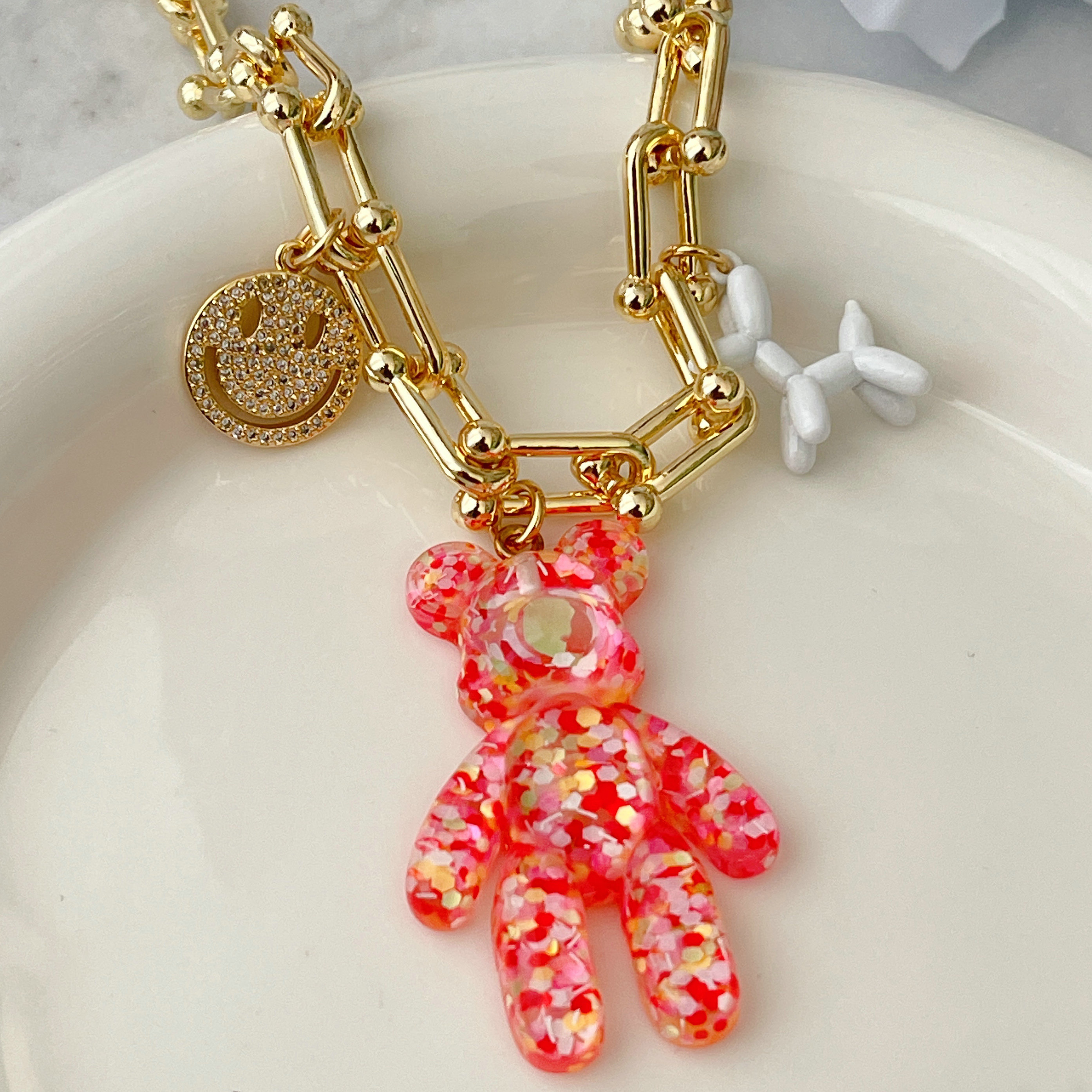 Red Bear Pendant Necklace