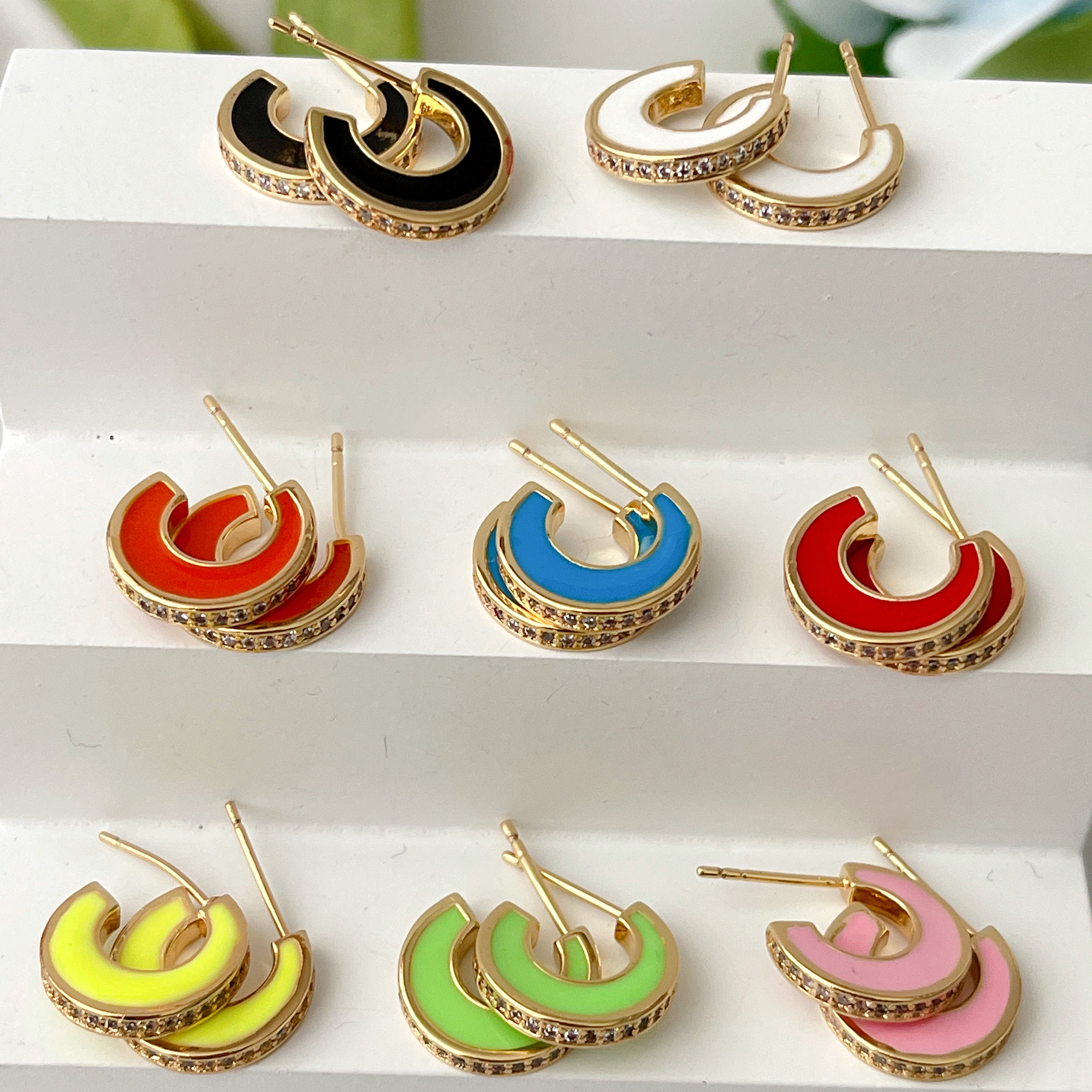 Moon Enamel Earrings