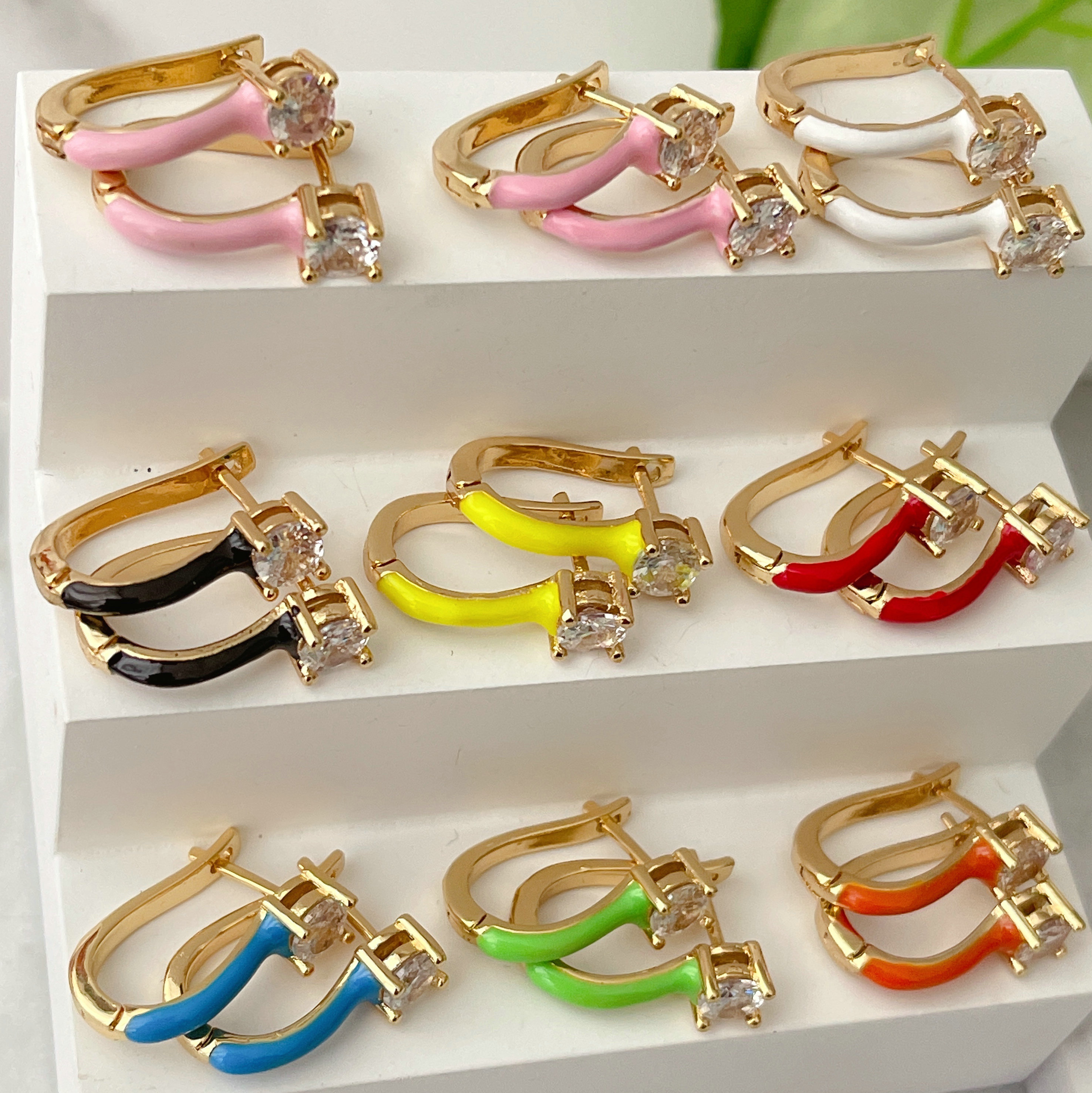 U Shape Enamel Earrings