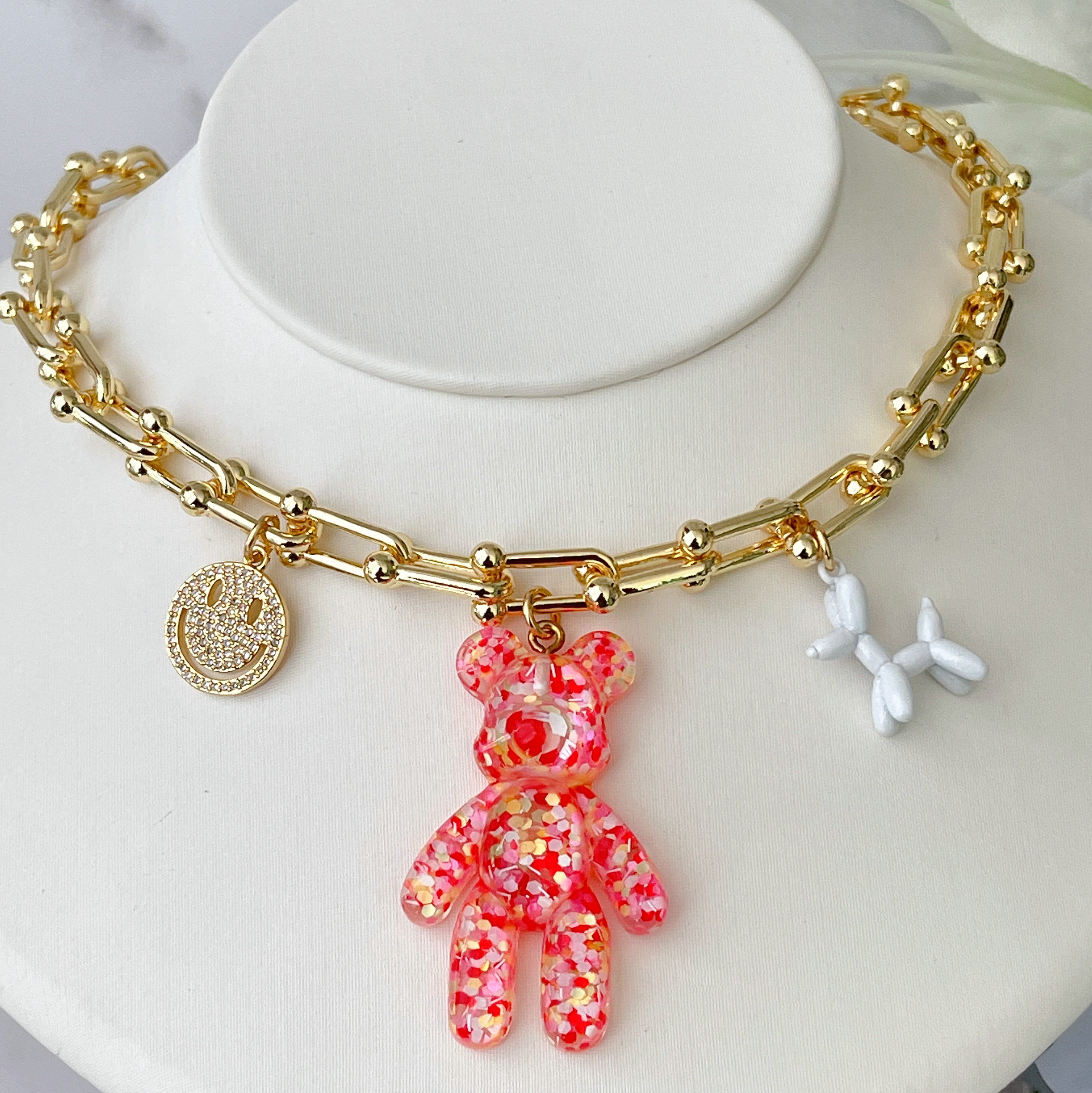Red Bear Pendant Necklace