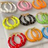 Round Ename Hoop Earrings