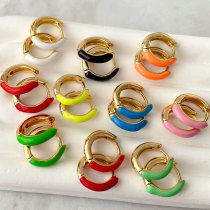 Simple Enamel Hoop Earrings