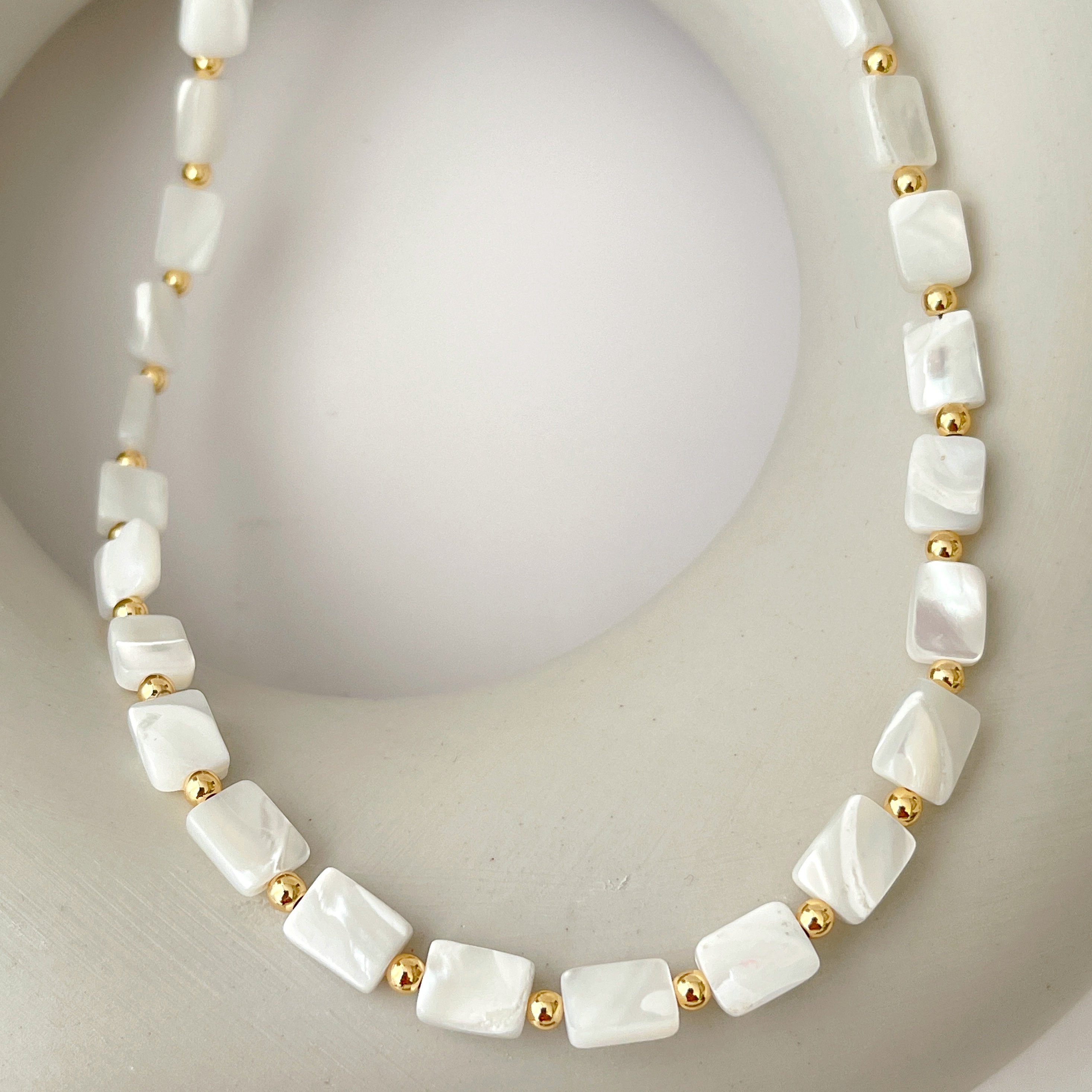 White Square Shell Necklace