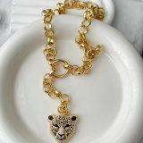 Black Leopard Head Long Cuban Necklace