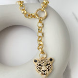 Black Leopard Head Long Cuban Necklace