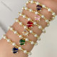 Glass Pearl Elastic Bracelet With Heart Charm