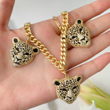Black Leopard Head Cuban Necklace