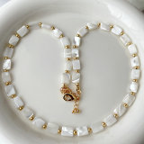 White Square Shell Necklace