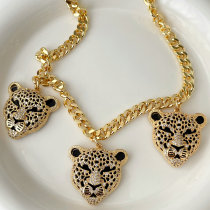 Black Leopard Head Cuban Necklace