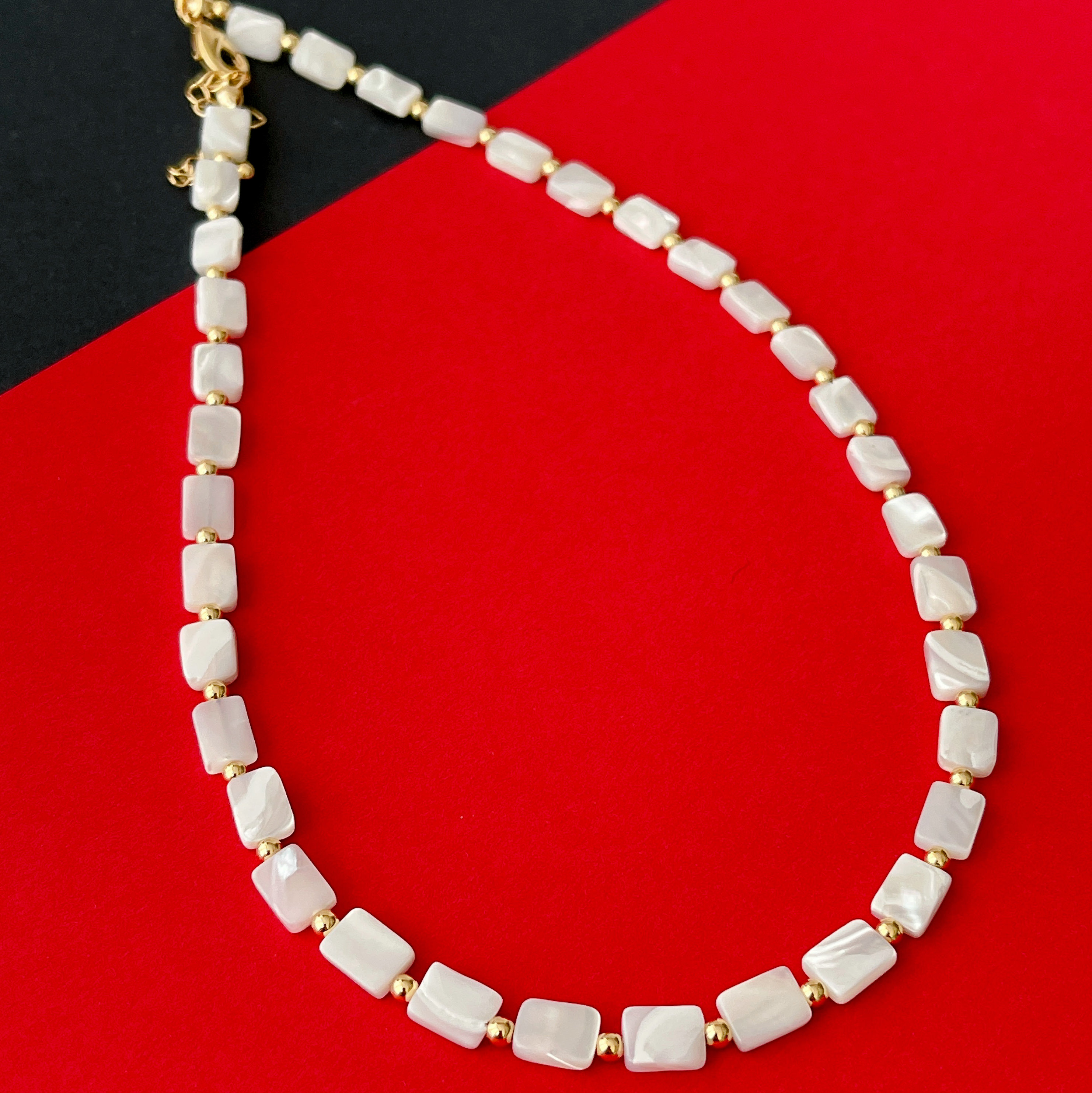 White Square Shell Necklace