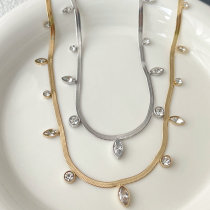 Stainless Steel White Zircon Necklace