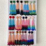 Chinese Crystal Tassel Gemstone Earrings
