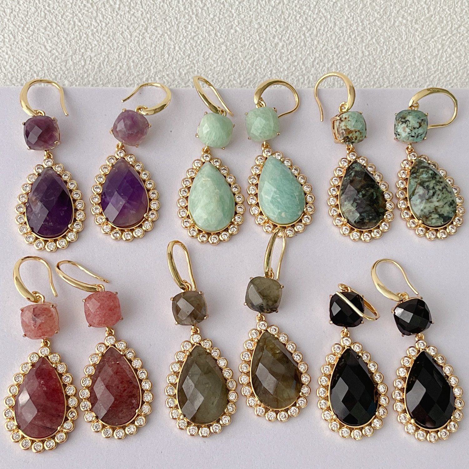 Long Gemstone Earrings