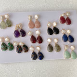 Pearl Earrings With Gemstone Pendant
