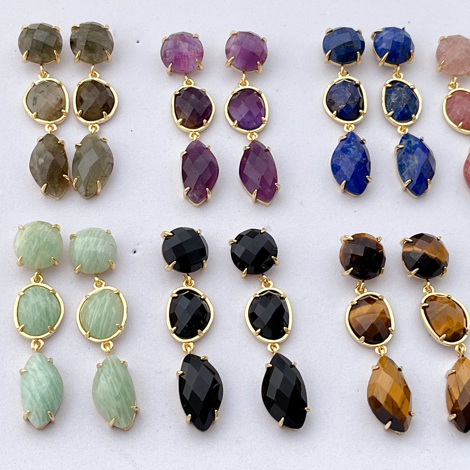 Long Gemstone Earrings