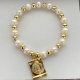 Fresh Water Pearl Elastic Bracelet With Cross Pendant