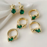 Green Bear Hoop Earrings