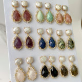 Pearl Earrings With Gemstone Pendant