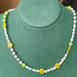 Yellow Smile Face Fresh Water Pearl Necklace