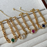 Cuban Chain Bracelet With Sqaure Charm