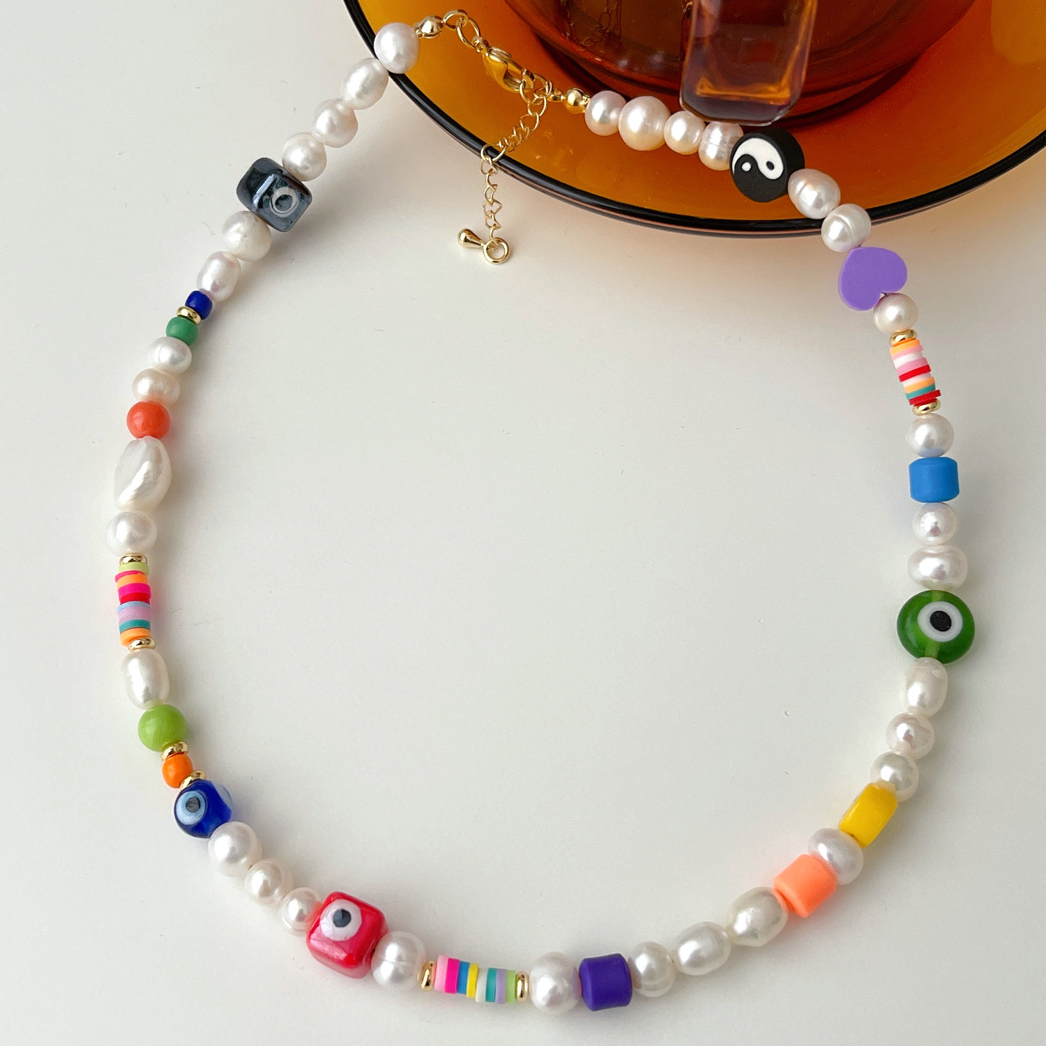 Fresh Water Pearl Evil Eye Necklace