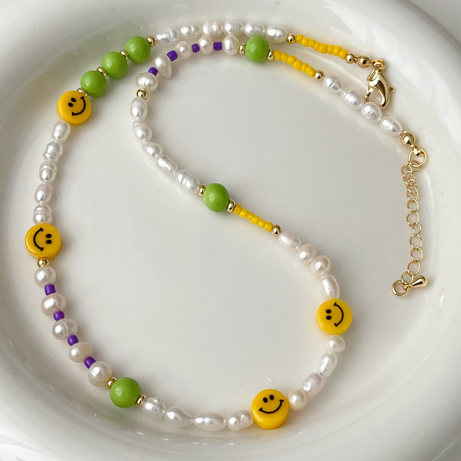 Yellow Smile Face Fresh Water Pearl Necklace