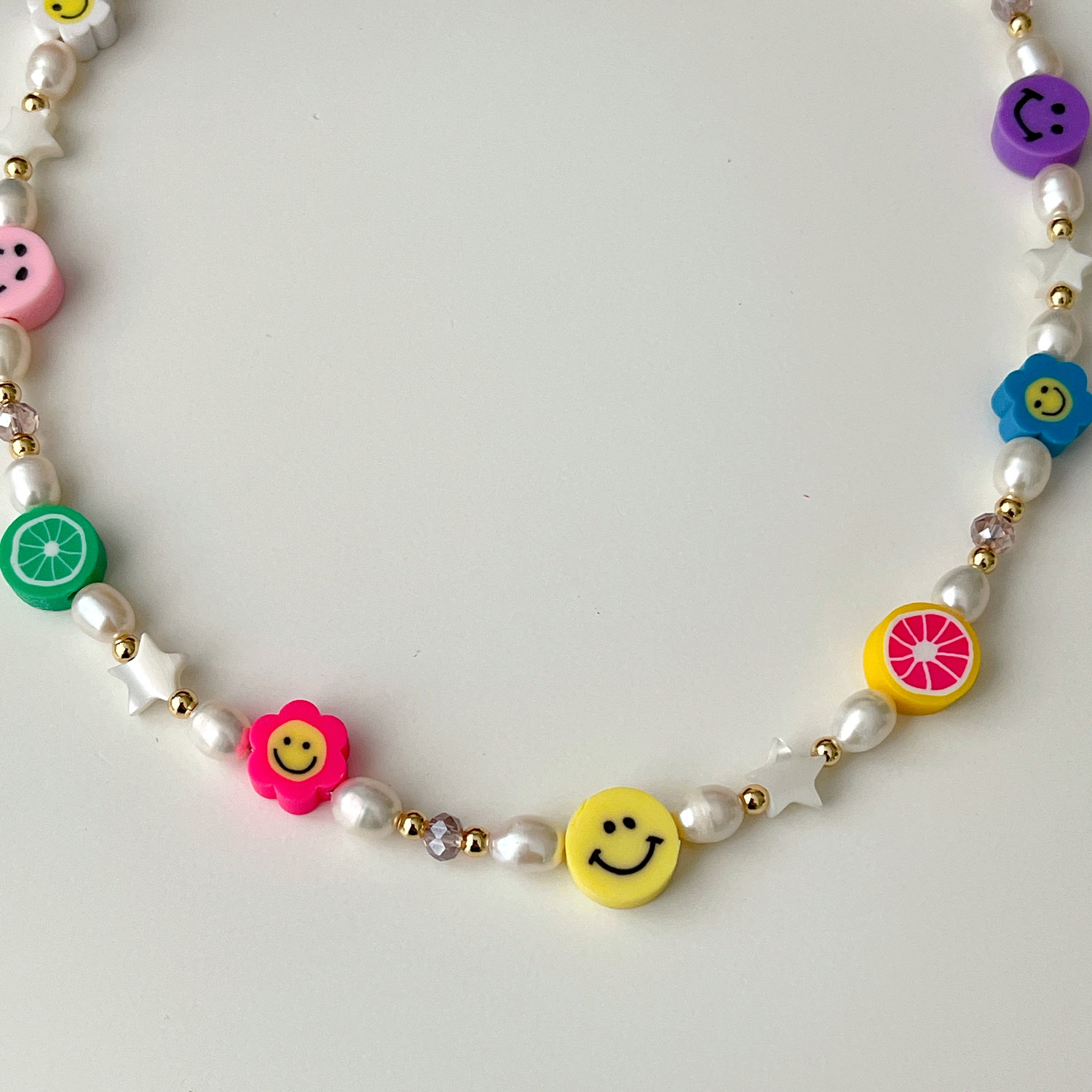 Colorful Smile Face Fresh Water Pearl Necklace
