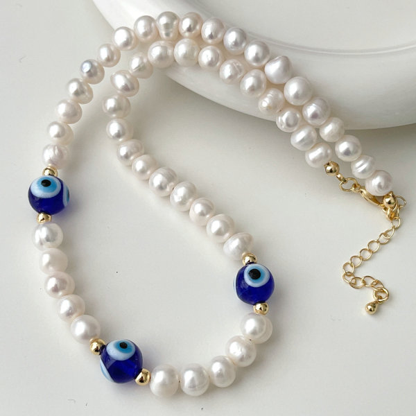Blue Eye Fresh Water Pearl Necklace