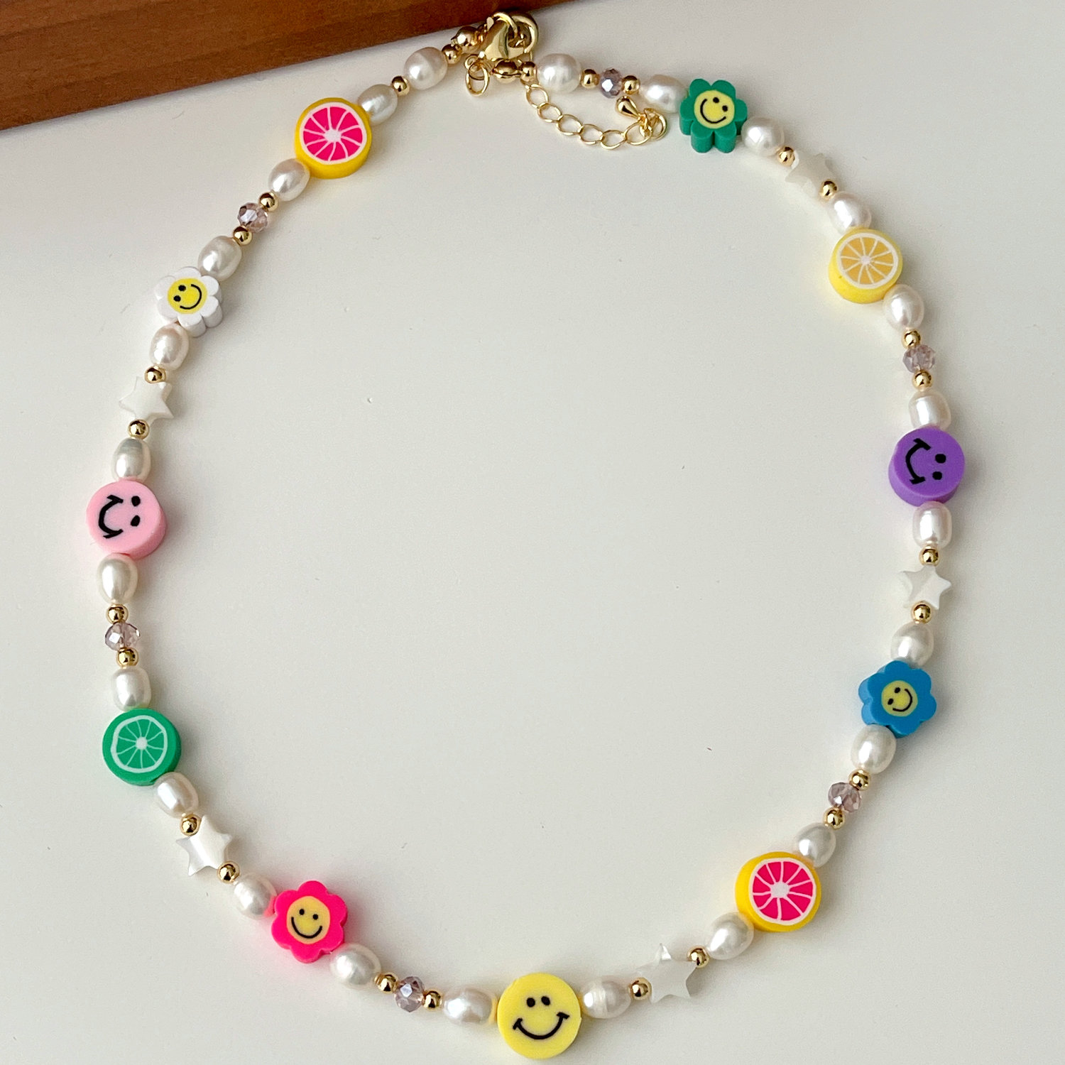 Colorful Smile Face Fresh Water Pearl Necklace