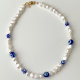 Blue Evil Eye Fresh Water Pearl  Necklace