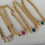 Cuban Chain Bracelet With Sqaure Charm