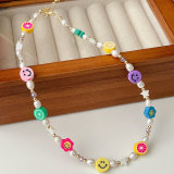 Colorful Smile Face Fresh Water Pearl Necklace