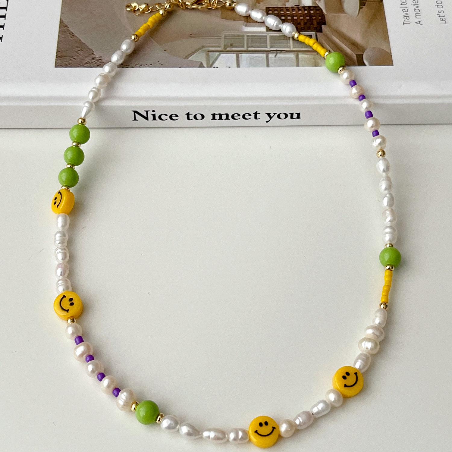 Yellow Smile Face Fresh Water Pearl Necklace