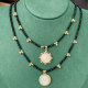 Black Chinese Crystal Necklace With Shell Pendant