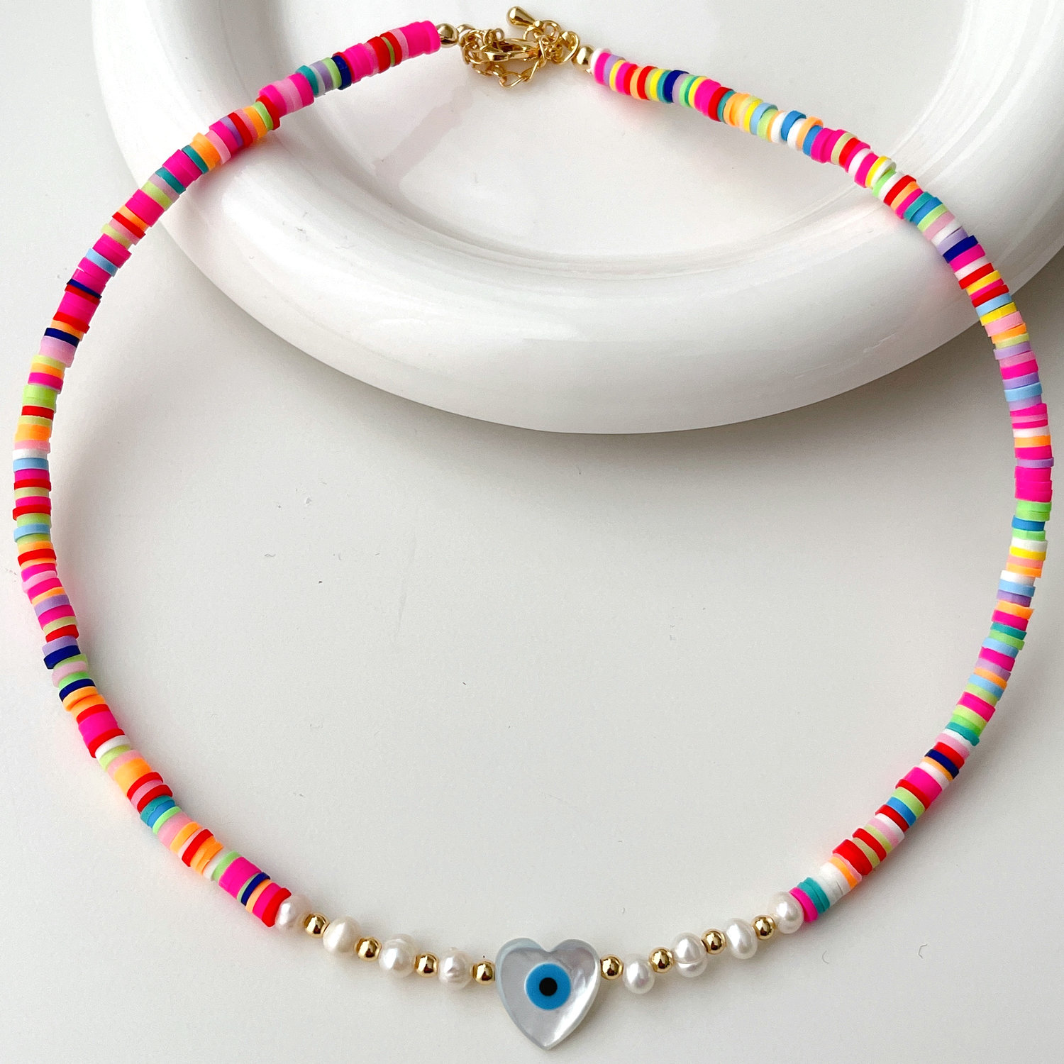 Heart Shell Colorflul Bead Necklace