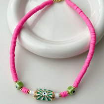 Pink Clay Eye Necklace