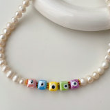 Square Eye Pearl Necklace
