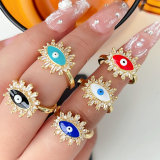 Mirco Pave Enamel Eye Adjustable Ring