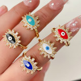 Mirco Pave Enamel Eye Adjustable Ring