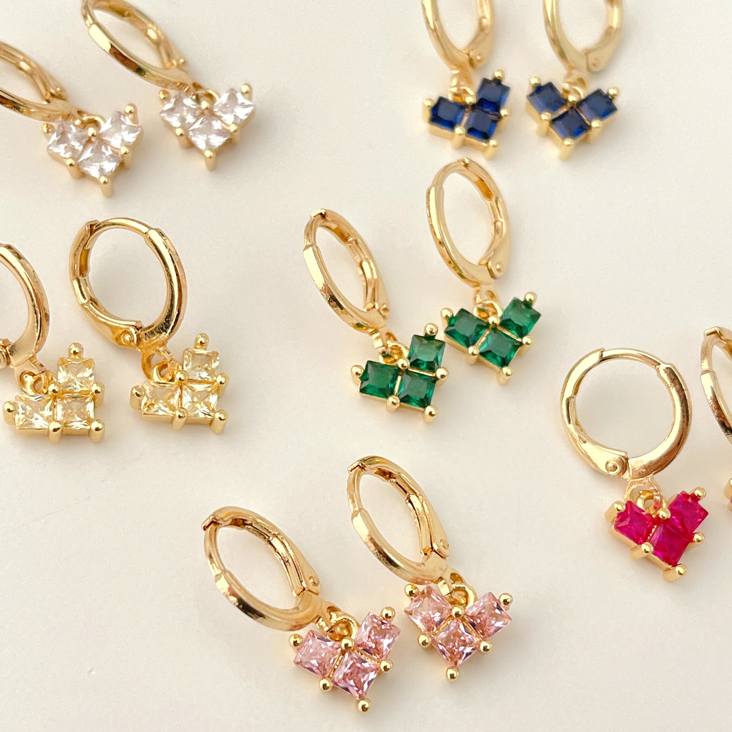 Mini Heart Charm Drop Earrings