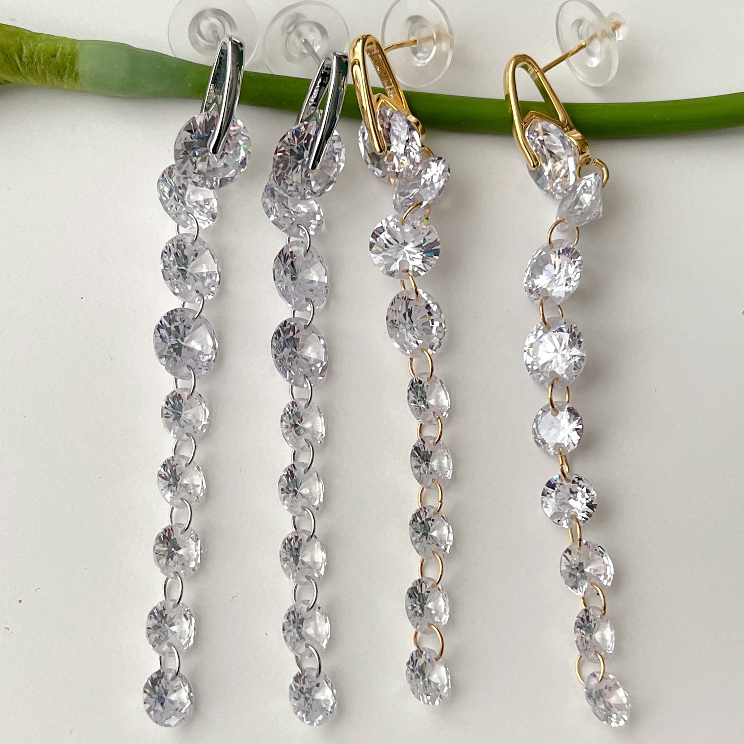 Long Clear Zircon Earrings