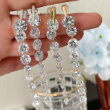 Long Clear Zircon Earrings