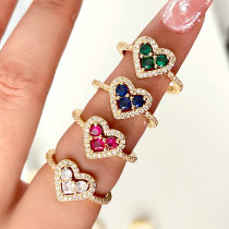 Pave Heart Adjustable Ring