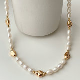 Gold Beaded Pearl Necklace