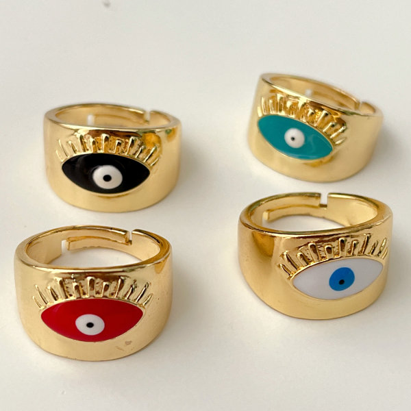 Enamel Eye Adjustable Ring