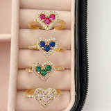 Pave Heart Adjustable Ring