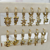Cross Star Charm Drop Earrings