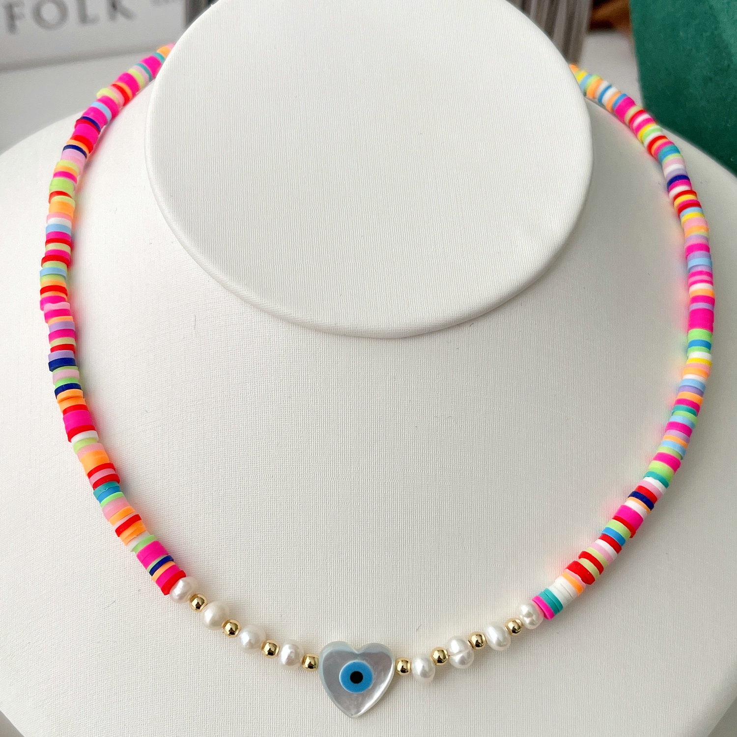 Heart Shell Colorflul Bead Necklace